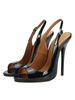 Femmes Slingback Talons Talon Aiguille Escarpins En Cuir PU Talon Slingback Noir