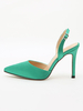 Femmes Slingback Talons Talon Aiguille Escarpins En Satin PU Cuir Sandales À Talons Verts