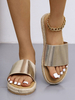 Femmes Slipper PU Cuir Slip-On Bout Ouvert Sandales À Talons Plats