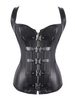 Femmes steampunk corset boucle métallique fermeture éclair noir costume rétro Déguisements Halloween