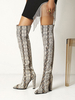 Femmes sur les bottes au genou bout pointu talon épais en cuir PU Eric blanc cuissardes dans