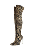 Femmes sur les bottes au genou talon aiguille bout pointu en cuir PU cuissardes