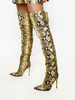 Femmes talon aiguille bout pointu en cuir PU sur les bottes au genou gris clair cuissardes