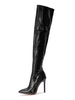 Femmes talon aiguille en cuir PU sur le genou cuissardes noires dans
