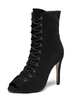 Femmes Talon Aiguille Peep Toe Micro Suede Upper Bottes Dété Noir