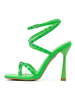 Femmes talon aiguille vert bout carré talon aiguille PU cuir bride à la cheville sandales