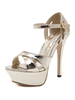 Femmes talon haut Sexy sandales Blond PU cuir bout carré talon aiguille Sexy bride à la cheville talons