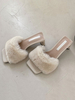 Femmes Talon Mule Chunky Heel Cony Cheveux Mule Talons