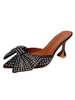 Femmes Talon Pantoufles Noir Bout Pointu Gobelet Talon En Cuir PU Talon Mules