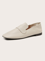 Femmes Talon Plat Bout Carré PU Cuir Abricot Ballerines