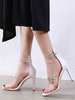 Femmes talon sandales blanc talon aiguille bout carré Transparent PC Sexy bride à la cheville talons