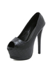 Femmes Talons Aiguilles Peep Toe Talon Aiguille En Cuir PU Noir Escarpins Sexy