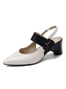 Femmes talons carrés bout pointu boucle détail Slingbacks Slip On pompes