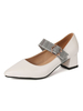 Femmes Talons carrés Bout pointu Boucle Détail Slip On Escarpins Plus Size Mary Jane Chaussures