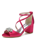 Femmes Talons Chiot Talon Bout Ouvert En Cuir PU Sandales En Satin Rose Bride À La Cheville Talons
