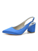 Femmes Talons Chiot Talon Bout Pointu Satin Bas Tops Bleu Slingback Talons