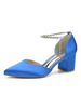Femmes Talons Chiot Talon Bout Pointu Satin PU Cuir Talons Bleus