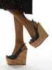 Femmes Talons Compensés Bout Ouvert Fermeture Éclair Terry Slingback Sandales Compensées