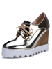Femmes talons compensés Oxfords Casual Square Toe Lace Up Shoes