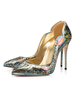 Femmes Talons Hauts Bout Pointu Artwork Talon Aiguille Vert Chaussures De Soirée Slip-On