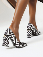 Femmes Talons Hauts Bout Pointu Blanc Talon Chunky Escarpins En Synthétique