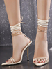 Femmes Talons Hauts Bout Pointu Talon Aiguille Chic Abricot PU En Cuir Sexy À Lacets Talons