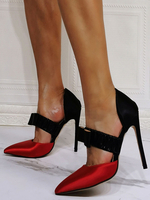 Femmes Talons Hauts Bout Pointu Talon Aiguille Chic Talons Mary Jane Rouge