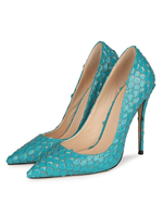 Femmes talons hauts bout pointu talon aiguille en cuir PU bleu ciel clair talons sexy