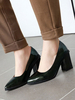 Femmes Talons Hauts Bout Pointu Vert Foncé Talon Chunky Synthétique Brillant Slip-On Pompes