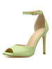 Femmes talons hauts bride à la cheville peep toe carré pompes à talons aiguilles