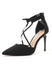 Femmes talons hauts fermeture éclair bout pointu talon aiguille chic talons noirs bride à la cheville