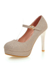 Femmes talons hauts paillettes plate-forme bout pointu chaussures Mary Jane or chaussures de soirée