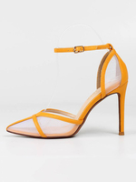 Femmes Talons Hauts Slip-On Bout Pointu Talon Aiguille Chic Jaune Bride À La Cheville Talons