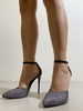 Femmes Talons Hauts Talon Aiguille Escarpins En Tissu À Paillettes Sexy Talons À Bride À La Cheville