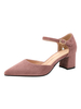 Femmes Talons mi-bas Bout pointu Talon épais Slip-On Détails métalliques fantastiques Escarpins en cuir suédé rose pâle