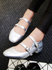 Femmes talons mi-bas bout rond argent fantastiques pompes talons chaussures