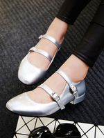 Femmes talons mi-bas bout rond argent fantastiques pompes talons chaussures