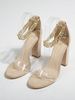 Femmes Talons Sandales Abricot Chunky Heel Round Toe Toe Micro Sude Upper Summer Pompes