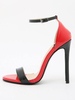 Femmes Talons Sexy Talon Aiguille Bout Rond En Cuir Verni Rouge Sandales À Bride Cheville