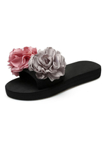 Femmes tongs rose fleurs perlées sandales pantoufles sandales de plage