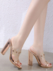 Femmes Transparente Mules Clear Slides Chunky Heel Shoes