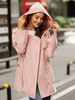 Femmes Vestes légères Veste courte à capuche rose à manches longues avec cordon de serrage
