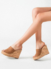 FemmesSandals Slip-On Terry à bout ouvert Sandales compensées marron café
