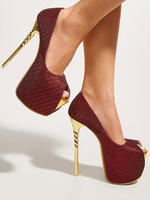 FemmesSexy Talons Hauts Talon Aiguille Polyester Escarpins Talons Hauts Rouges