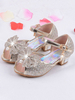 Fille de fleur chaussures Blond paillettes en tissu arcs fête enfants chaussures Elsa chaussures dans congelés