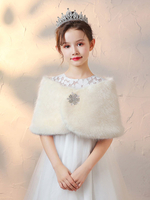 Fille de fleur enveloppe Champagne sans manches en fausse fourrure Cape de poncho dhiver pour fille de fleur