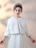 Fille de fleur enveloppe ivoire manches longues col bijou fausse fourrure accessoires de fille de fleur