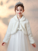Fille de fleur enveloppe ivoire manches longues manteau en fausse fourrure vêtements dextérieur dhiver pour fille de fleur