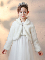 Fille de fleur enveloppe ivoire manches longues manteau en fausse fourrure vêtements dextérieur dhiver pour fille de fleur