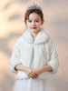 Fille de fleur enveloppe ivoire manches longues manteau en fausse fourrure vêtements dextérieur dhiver pour fille de fleur